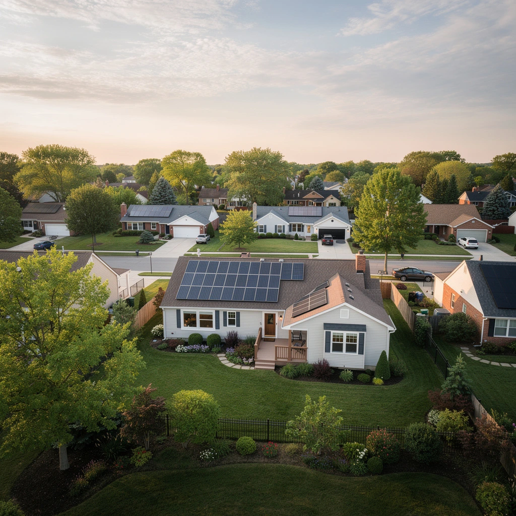 Residential rooftop solar panels — view 2
