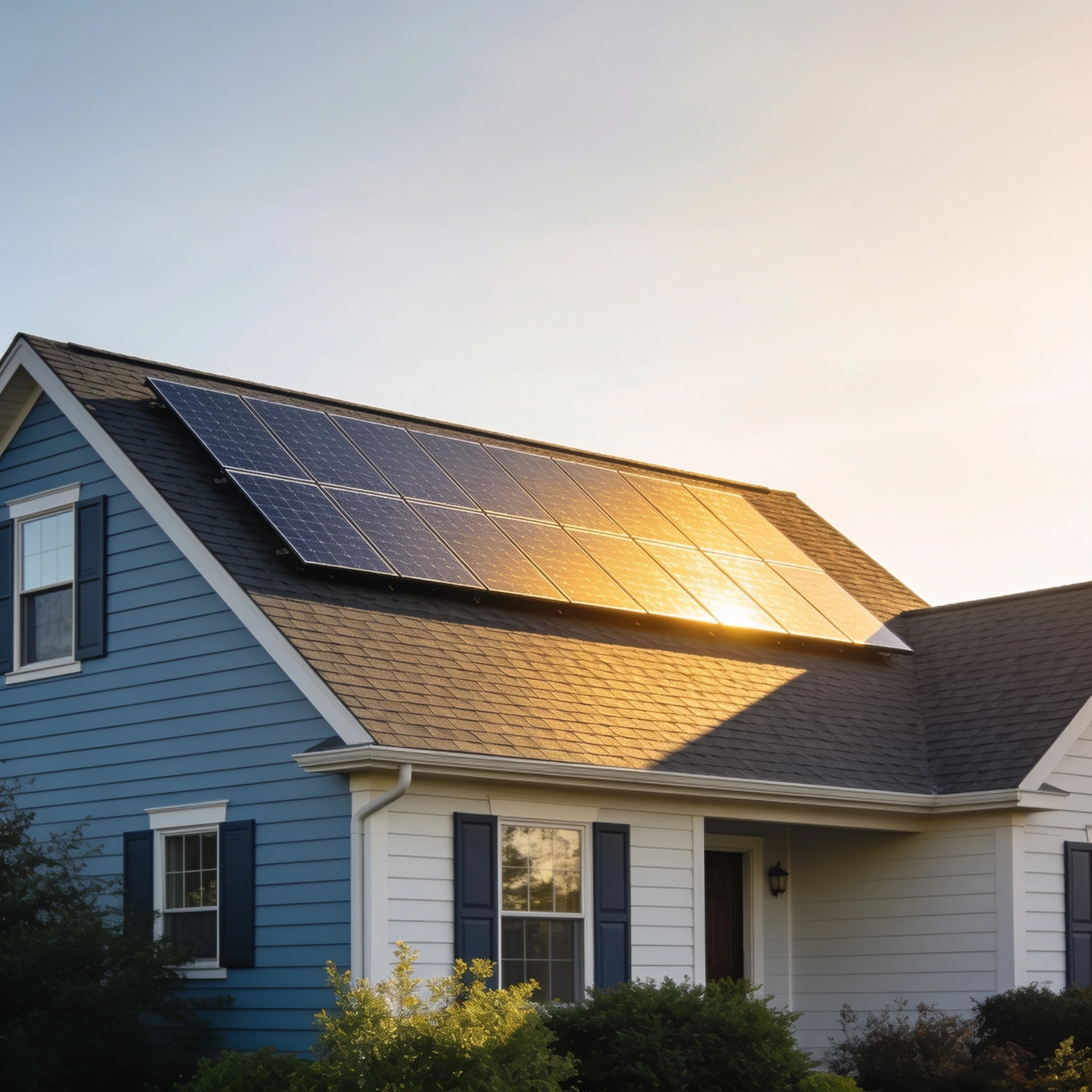 A residential rooftop fitted with solar panels