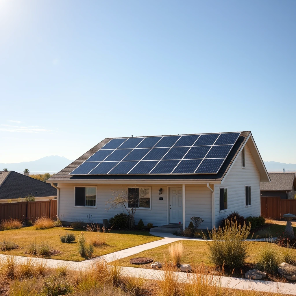 A home with rooftop solar panels in a regional residential setting