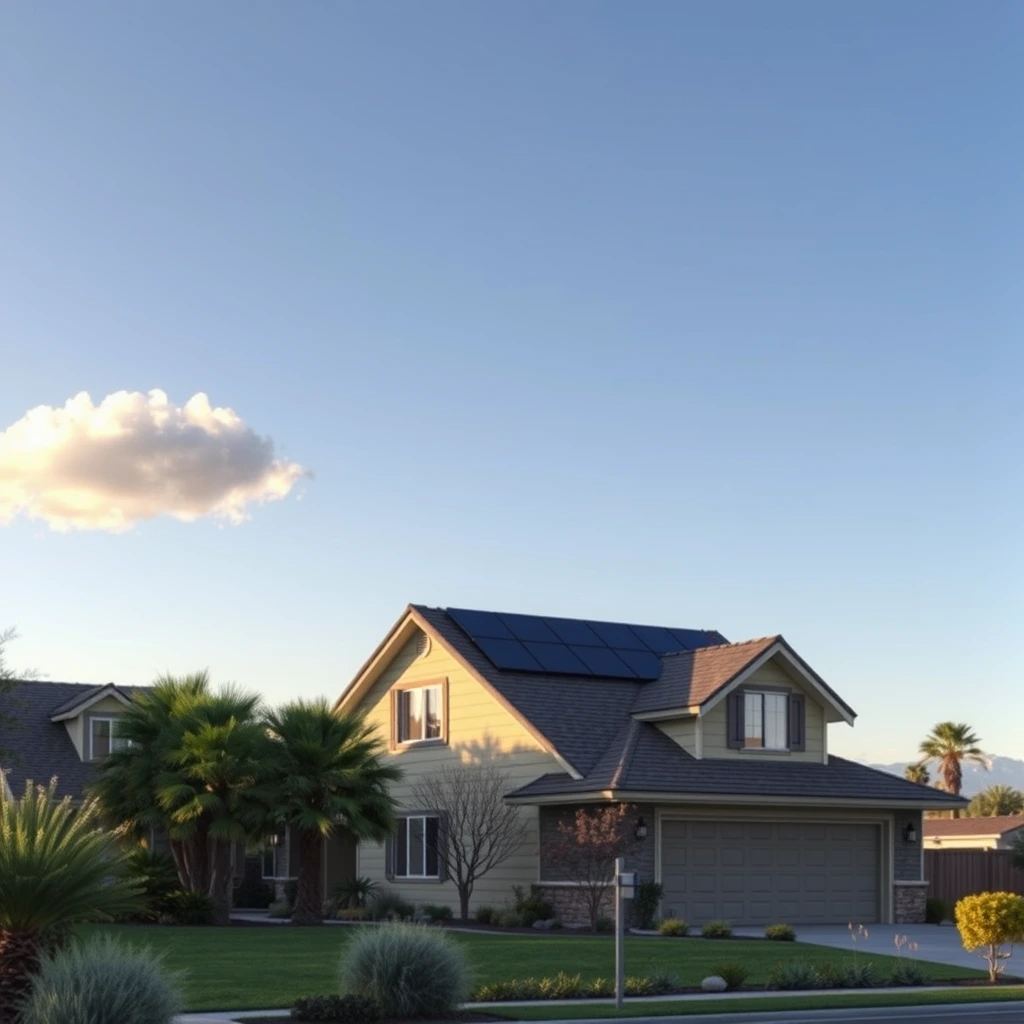 A home with rooftop solar panels in a regional residential setting